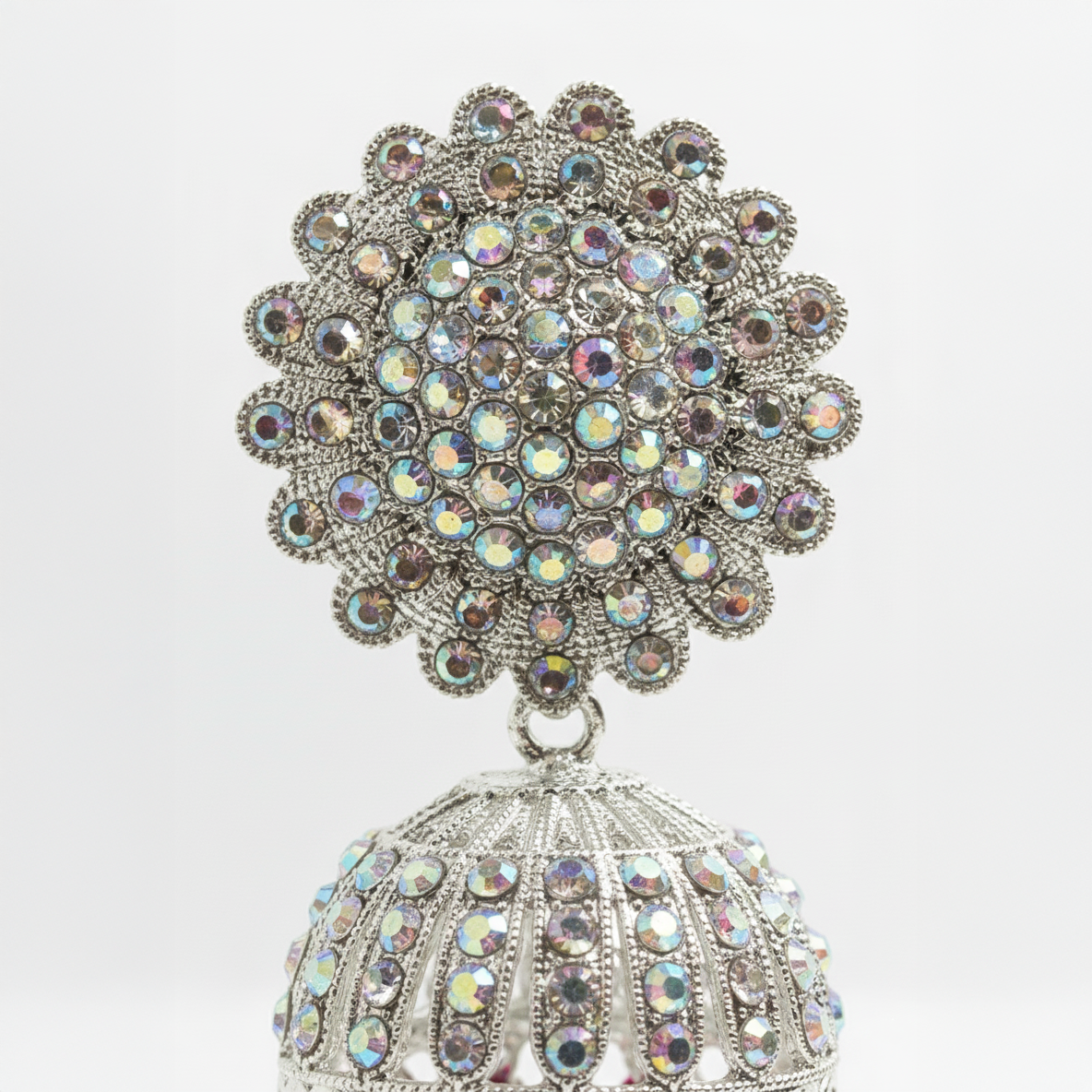 Royal Look Silver Plated Stone Studded Earrings - Image 3